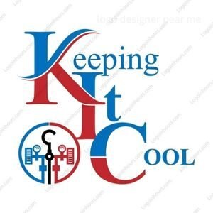 Keeping It Cool logo with red and blue lettering and tool icons for a home services company
