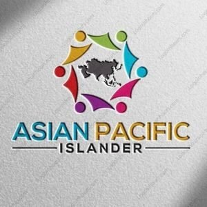 Asian Pacific Islander community logo with a colorful circle of figures around a map