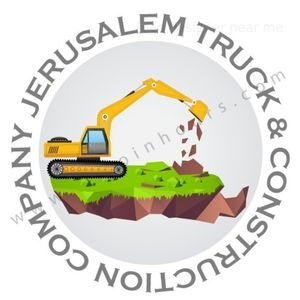 Circular Jerusalem Truck and Construction Company logo with an excavator illustration