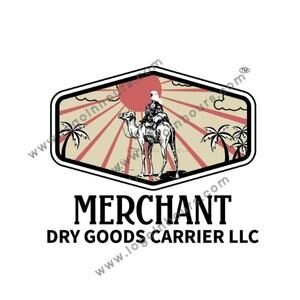 Merchant Dry Goods Carrier LLC badge logo with a camel and palm trees for a freight carrier
