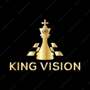 Gold King Vision logo with a chess king piece on black