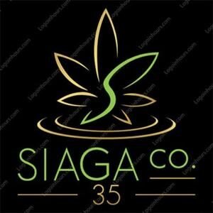 Gold Siaga Co. 35 logo with a leaf mark on black