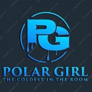 Polar Girl logo with blue PG monogram and the tagline The Coldest in the Room