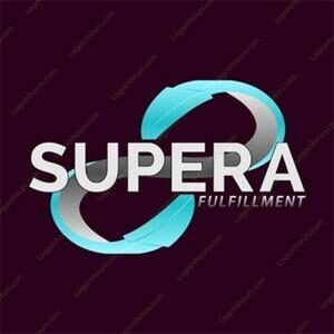 Supera Fulfillment logo with a looping blue ribbon mark